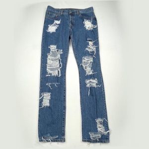 Vintage LEVI'S 501 Distress Button Fly Straight Leg Jean